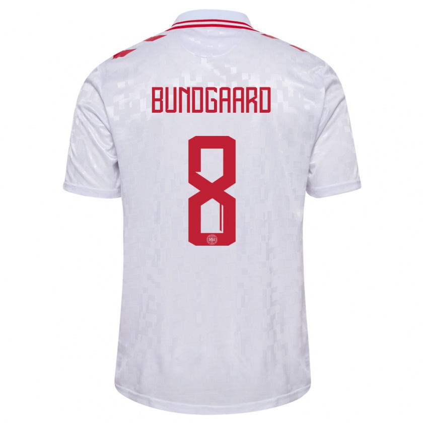 Kandiny Kinder Dänemark Filip Bundgaard #8 Weiß Auswärtstrikot Trikot 24-26 T-Shirt
