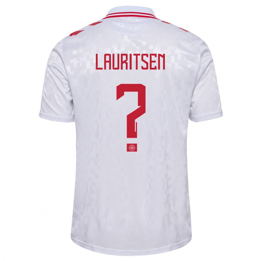 Kandiny Kinder Dänemark Mads Lauritsen #0 Weiß Auswärtstrikot Trikot 24-26 T-Shirt