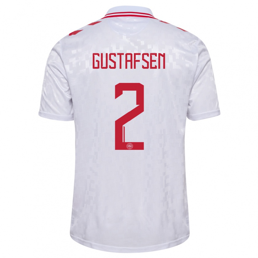 Kandiny Kinder Dänemark Victor Gustafsen #2 Weiß Auswärtstrikot Trikot 24-26 T-Shirt