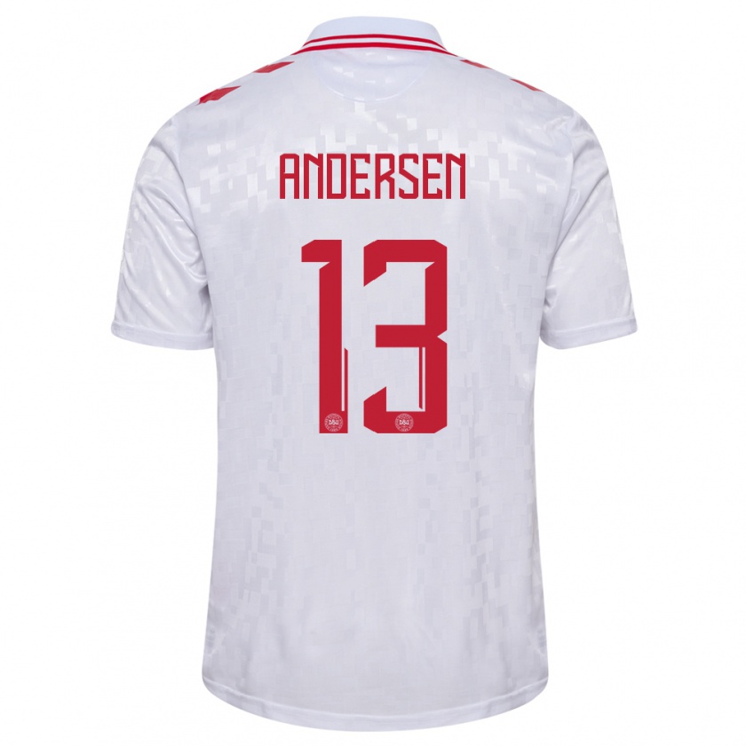 Kandiny Kinder Dänemark Frej Andersen #13 Weiß Auswärtstrikot Trikot 24-26 T-Shirt