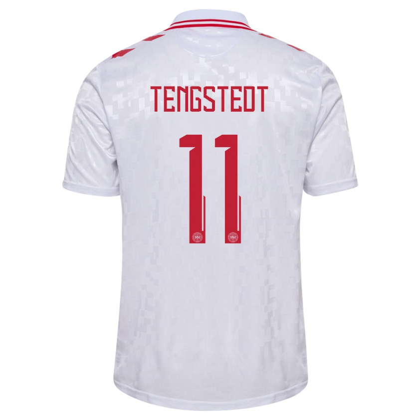 Kandiny Kinder Dänemark Casper Tengstedt #11 Weiß Auswärtstrikot Trikot 24-26 T-Shirt