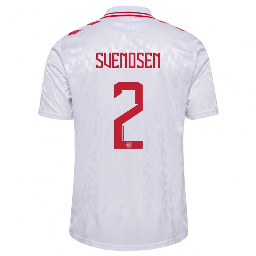 Kandiny Kinder Dänemark Oliver Svendsen #2 Weiß Auswärtstrikot Trikot 24-26 T-Shirt