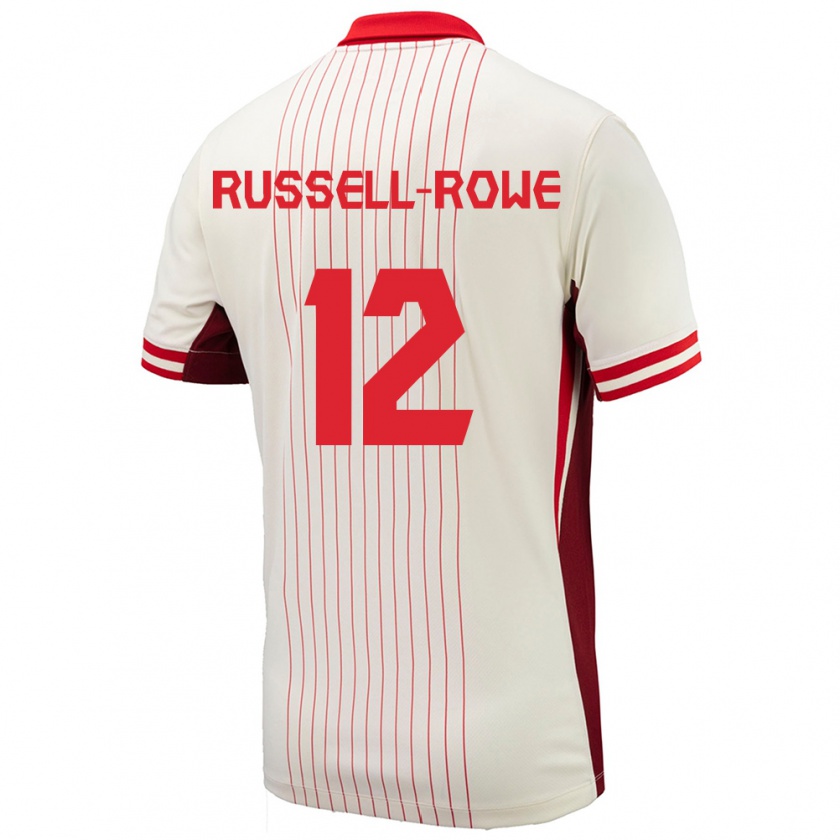 Kandiny Kinder Kanada Jacen Russell-Rowe #12 Weiß Auswärtstrikot Trikot 24-26 T-Shirt