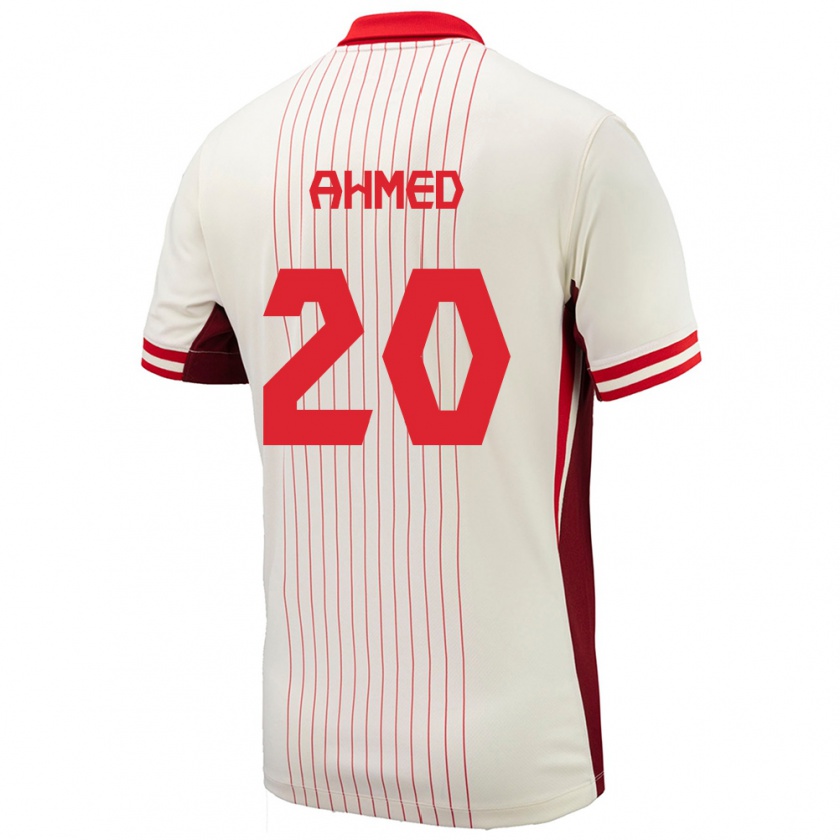 Kandiny Kinder Kanada Ali Ahmed #20 Weiß Auswärtstrikot Trikot 24-26 T-Shirt