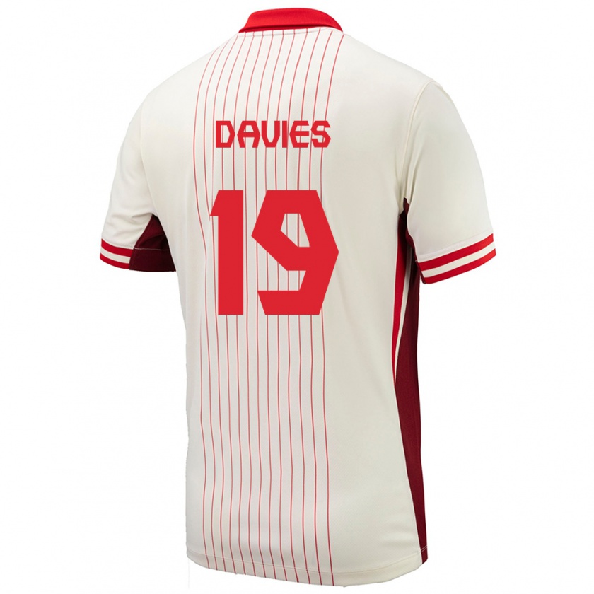 Kandiny Kinder Kanada Alphonso Davies #19 Weiß Auswärtstrikot Trikot 24-26 T-Shirt