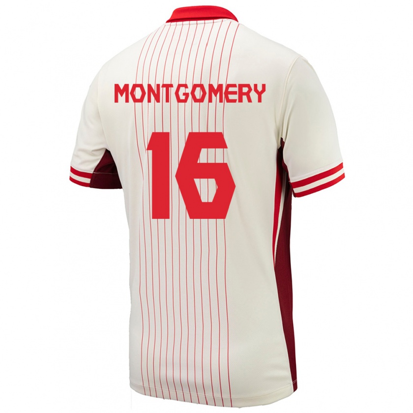 Kandiny Kinder Kanada Callum Montgomery #16 Weiß Auswärtstrikot Trikot 24-26 T-Shirt