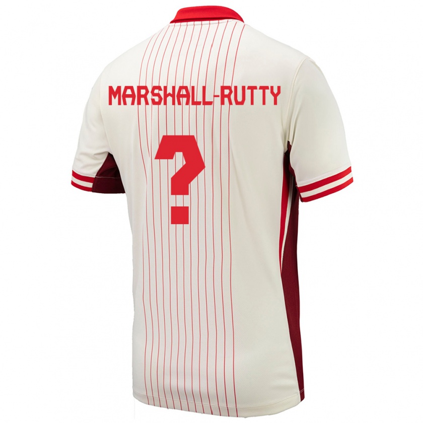 Kandiny Kinder Kanada Jahkeele Marshall Rutty #0 Weiß Auswärtstrikot Trikot 24-26 T-Shirt