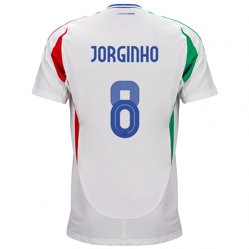 Kandiny Kinder Italien Jorginho #8 Weiß Auswärtstrikot Trikot 24-26 T-Shirt