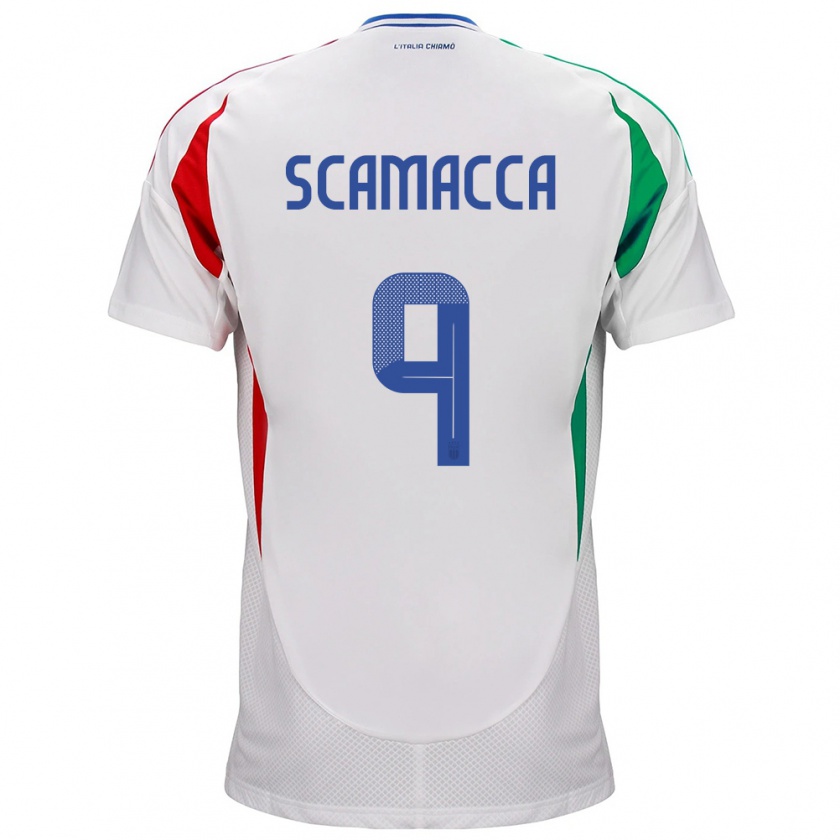 Kandiny Kinder Italien Gianluca Scamacca #9 Weiß Auswärtstrikot Trikot 24-26 T-Shirt