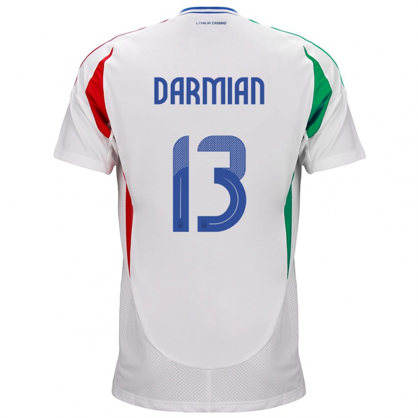 Kandiny Kinder Italien Matteo Darmian #13 Weiß Auswärtstrikot Trikot 24-26 T-Shirt