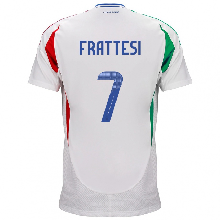 Kandiny Kinder Italien Davide Frattesi #7 Weiß Auswärtstrikot Trikot 24-26 T-Shirt