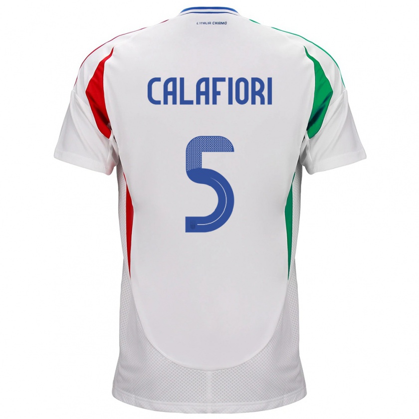 Kandiny Kinder Italien Riccardo Calafiori #5 Weiß Auswärtstrikot Trikot 24-26 T-Shirt