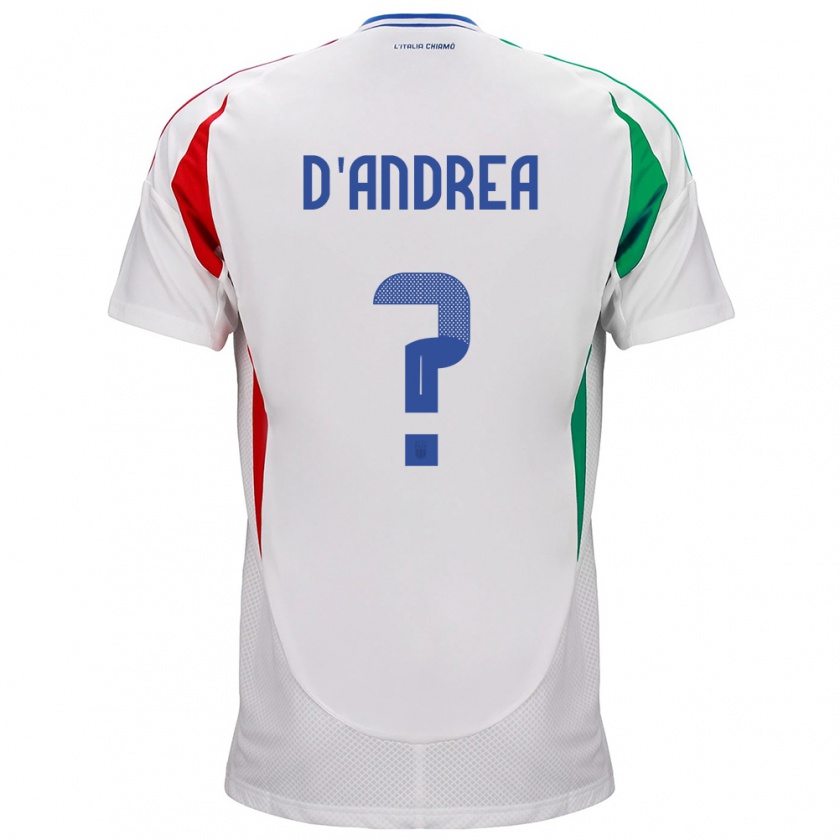 Kandiny Kinder Italien Luca D'andrea #0 Weiß Auswärtstrikot Trikot 24-26 T-Shirt