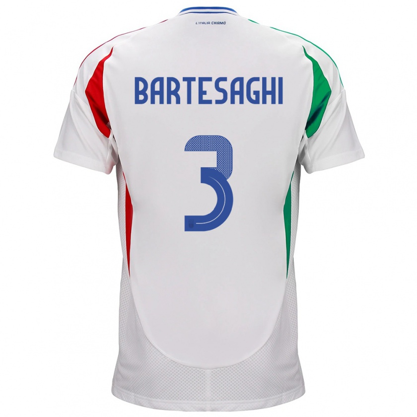 Kandiny Kinder Italien Davide Bartesaghi #3 Weiß Auswärtstrikot Trikot 24-26 T-Shirt