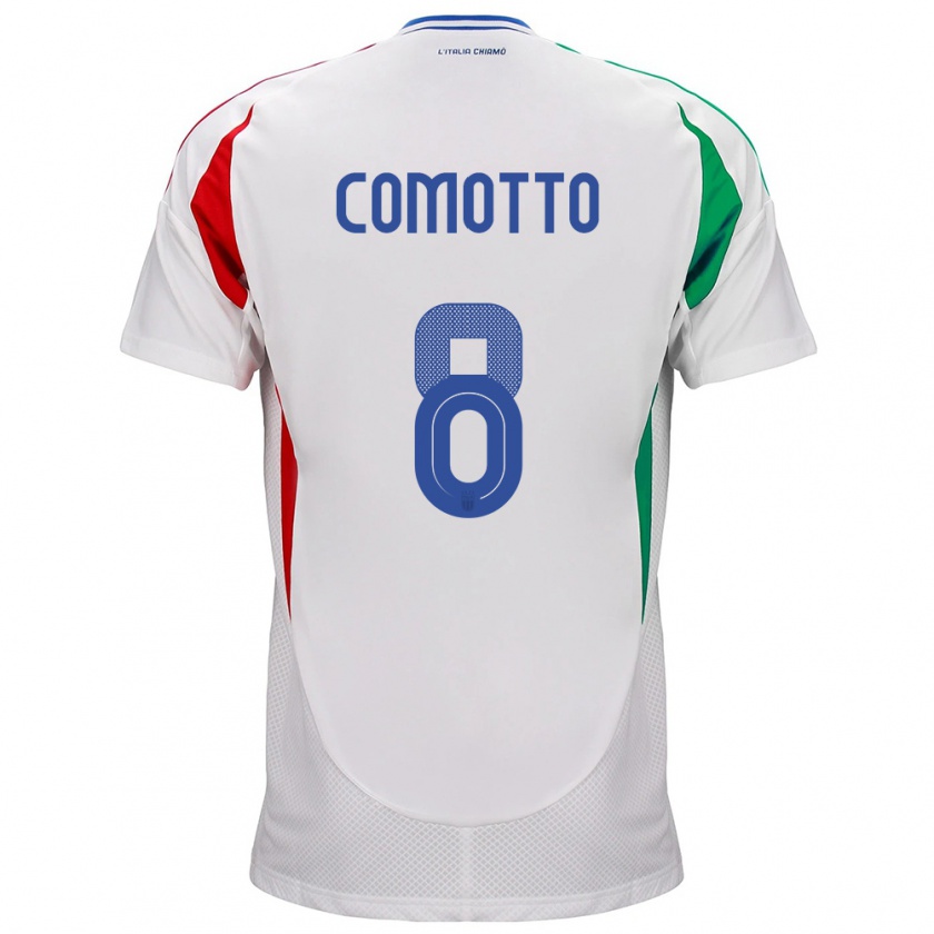 Kandiny Kinder Italien Christian Comotto #8 Weiß Auswärtstrikot Trikot 24-26 T-Shirt