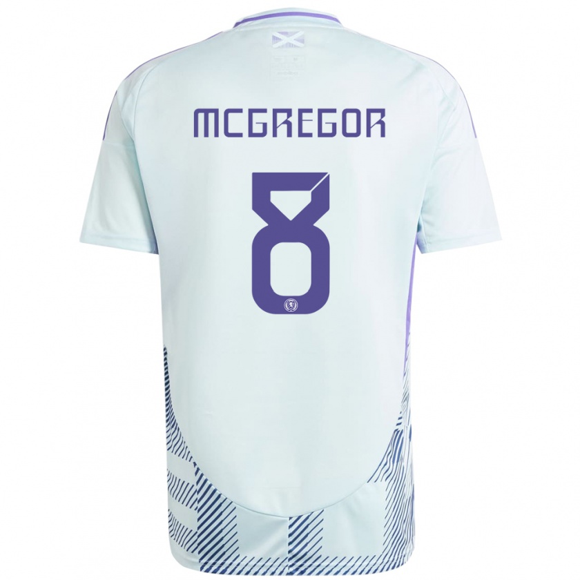 Kandiny Kinder Schottland Callum Mcgregor #8 Helles Mintblau Auswärtstrikot Trikot 24-26 T-Shirt