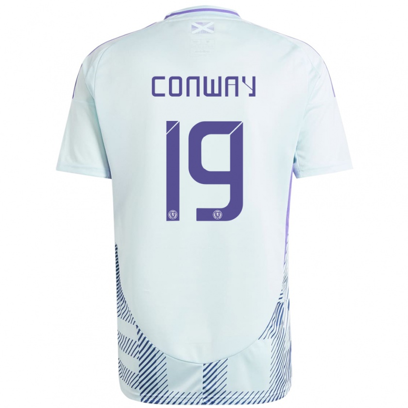 Kandiny Kinder Schottland Tommy Conway #19 Helles Mintblau Auswärtstrikot Trikot 24-26 T-Shirt