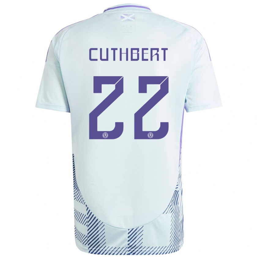 Kandiny Kinder Schottland Erin Cuthbert #22 Helles Mintblau Auswärtstrikot Trikot 24-26 T-Shirt