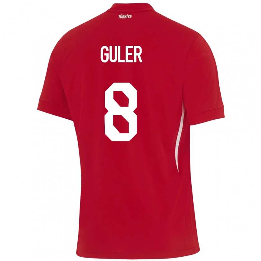 Kandiny Kinder Türkei Arda Güler #8 Rot Auswärtstrikot Trikot 24-26 T-Shirt