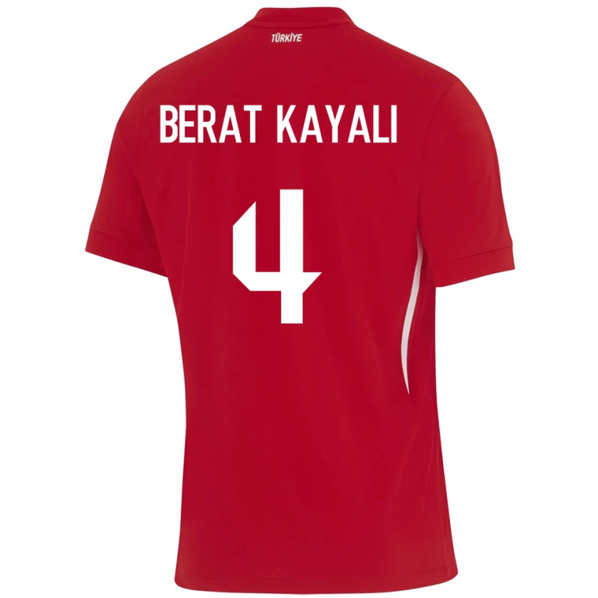 Kandiny Kinder Türkei Hasan Berat Kayalı #4 Rot Auswärtstrikot Trikot 24-26 T-Shirt