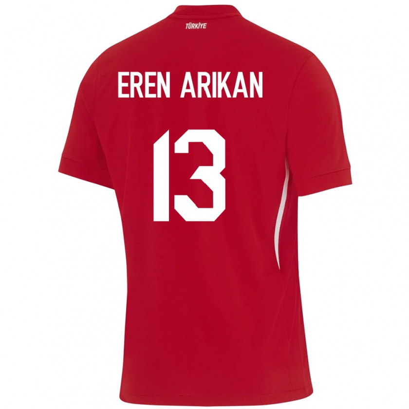 Kandiny Kinder Türkei Muhammed Eren Arıkan #13 Rot Auswärtstrikot Trikot 24-26 T-Shirt