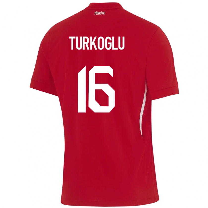 Kandiny Kinder Türkei Ece Türkoğlu #16 Rot Auswärtstrikot Trikot 24-26 T-Shirt