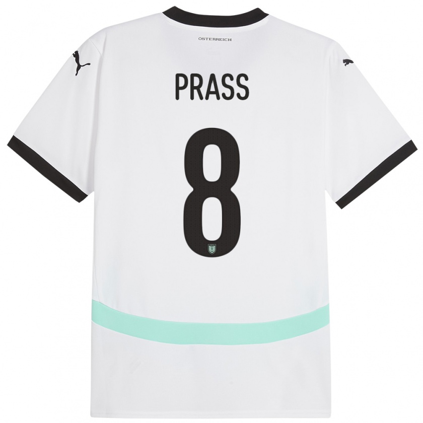 Kandiny Kinder Österreich Alexander Prass #8 Weiß Auswärtstrikot Trikot 24-26 T-Shirt