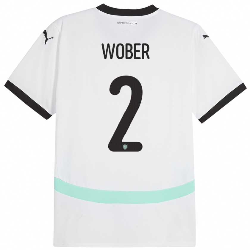 Kandiny Kinder Österreich Maximilian Wöber #2 Weiß Auswärtstrikot Trikot 24-26 T-Shirt