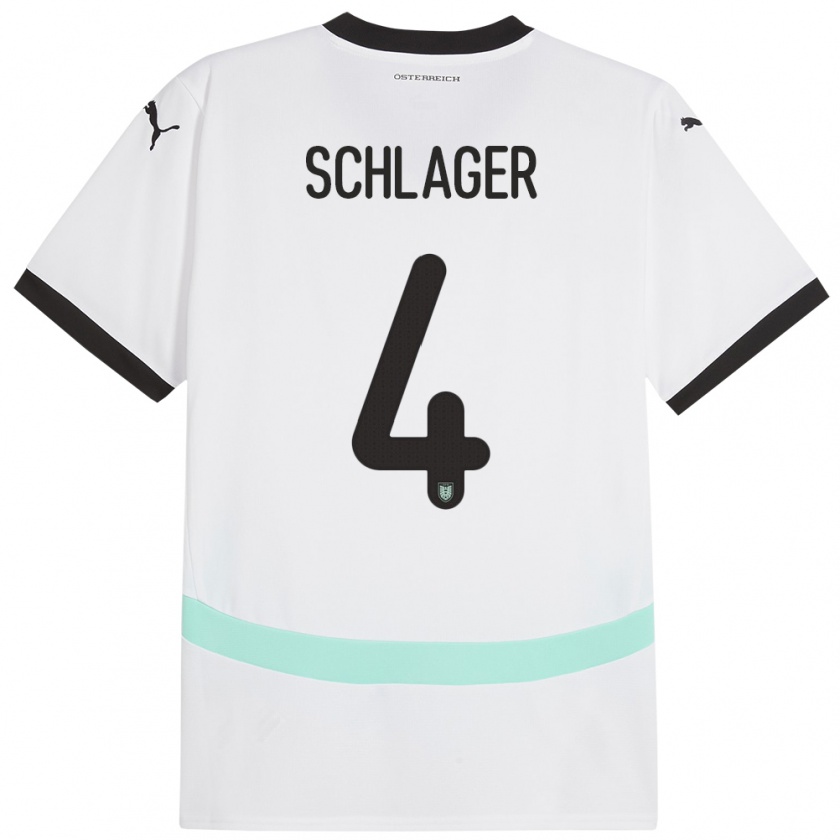 Kandiny Kinder Österreich Xaver Schlager #4 Weiß Auswärtstrikot Trikot 24-26 T-Shirt