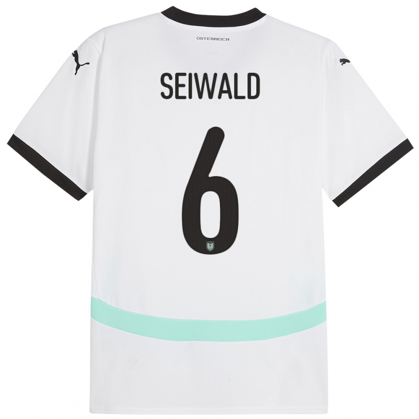 Kandiny Kinder Österreich Nicolas Seiwald #6 Weiß Auswärtstrikot Trikot 24-26 T-Shirt