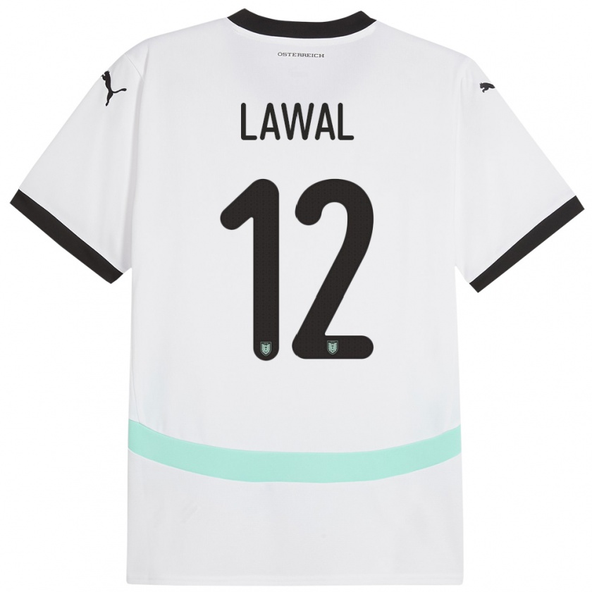 Kandiny Kinder Österreich Tobias Lawal #12 Weiß Auswärtstrikot Trikot 24-26 T-Shirt