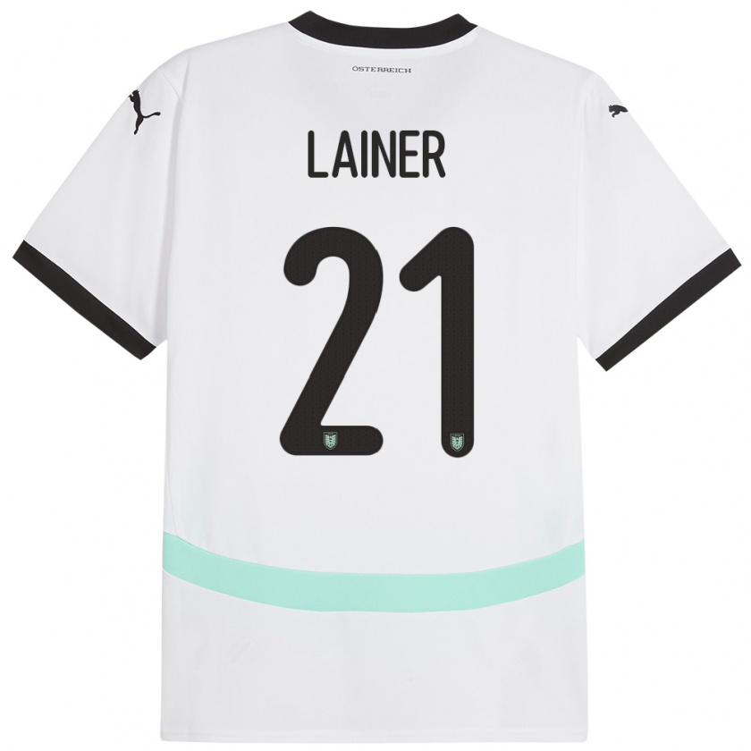 Kandiny Kinder Österreich Stefan Lainer #21 Weiß Auswärtstrikot Trikot 24-26 T-Shirt