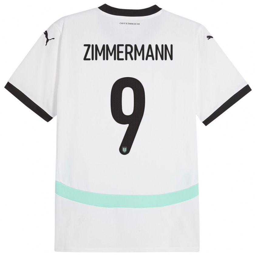 Kandiny Kinder Österreich Bernhard Zimmermann #9 Weiß Auswärtstrikot Trikot 24-26 T-Shirt