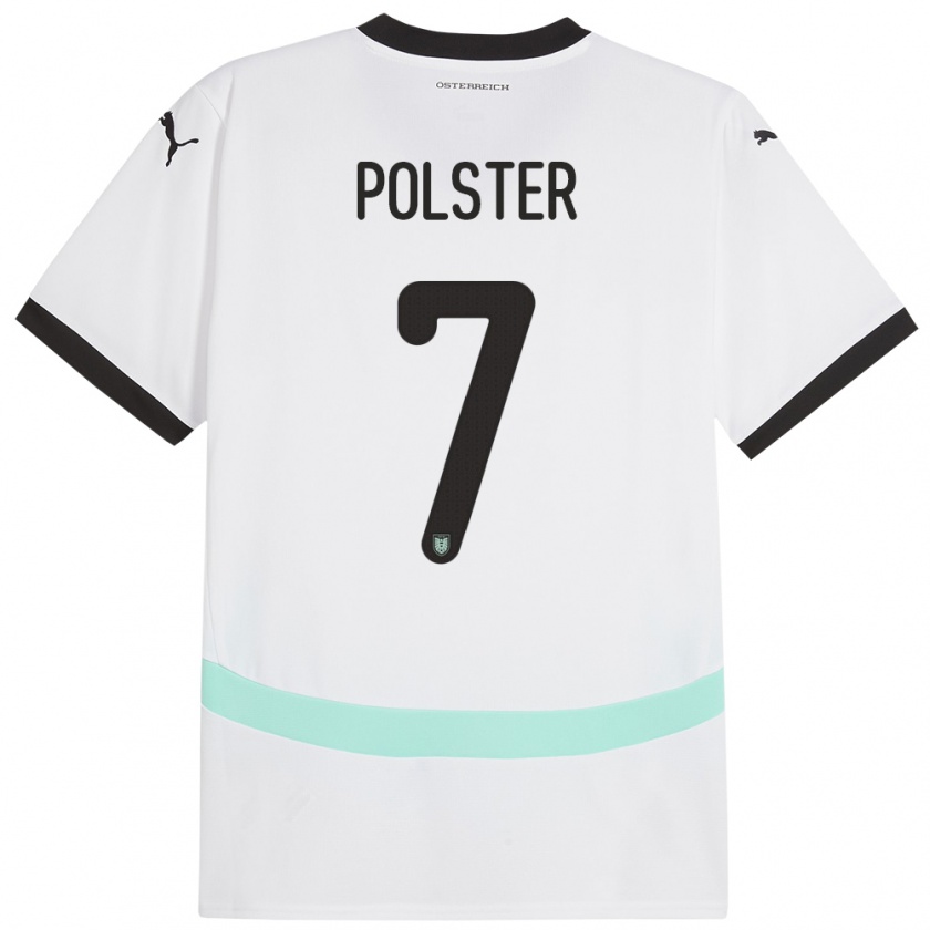 Kandiny Kinder Österreich Manuel Polster #7 Weiß Auswärtstrikot Trikot 24-26 T-Shirt