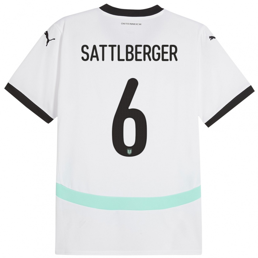 Kandiny Kinder Österreich Nikolas Sattlberger #6 Weiß Auswärtstrikot Trikot 24-26 T-Shirt