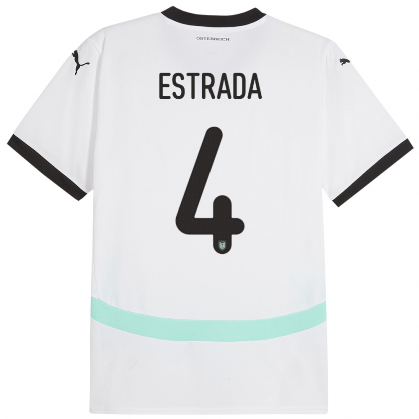 Kandiny Kinder Österreich Pascal Estrada #4 Weiß Auswärtstrikot Trikot 24-26 T-Shirt