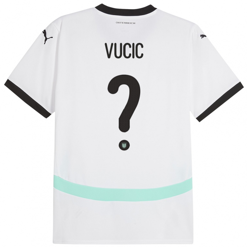 Kandiny Kinder Österreich Romeo Vucic #0 Weiß Auswärtstrikot Trikot 24-26 T-Shirt