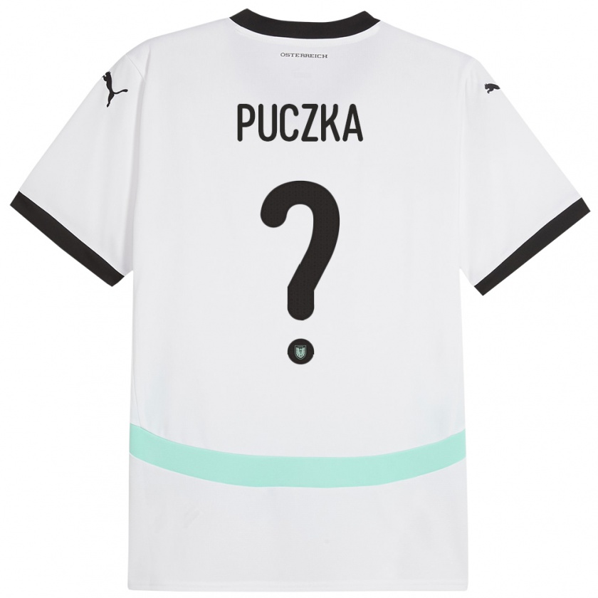 Kandiny Kinder Österreich David Puczka #0 Weiß Auswärtstrikot Trikot 24-26 T-Shirt