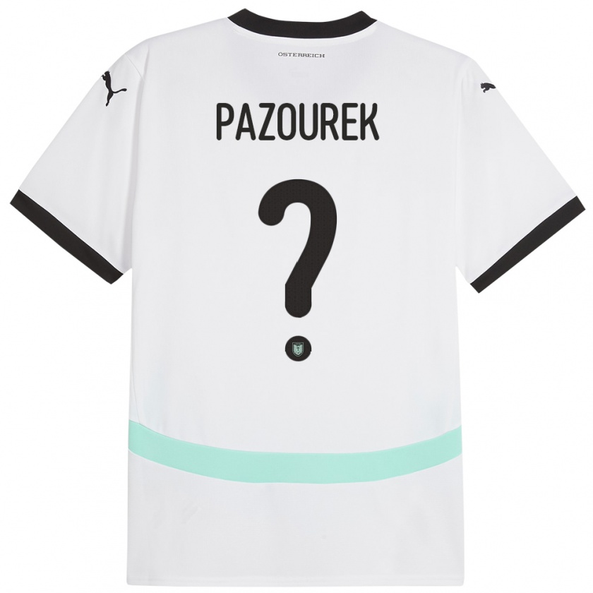 Kandiny Kinder Österreich Luca Pazourek #0 Weiß Auswärtstrikot Trikot 24-26 T-Shirt