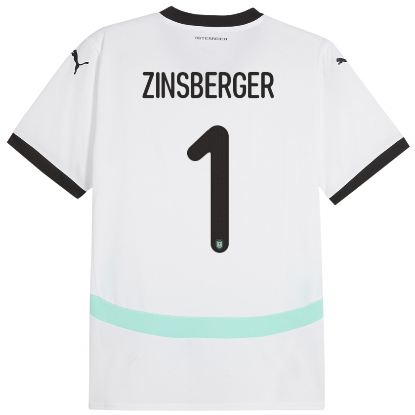 Kandiny Kinder Österreich Manuela Zinsberger #1 Weiß Auswärtstrikot Trikot 24-26 T-Shirt