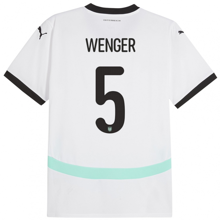 Kandiny Kinder Österreich Claudia Wenger #5 Weiß Auswärtstrikot Trikot 24-26 T-Shirt