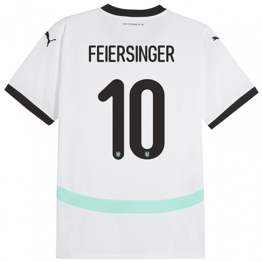 Kandiny Kinder Österreich Laura Feiersinger #10 Weiß Auswärtstrikot Trikot 24-26 T-Shirt