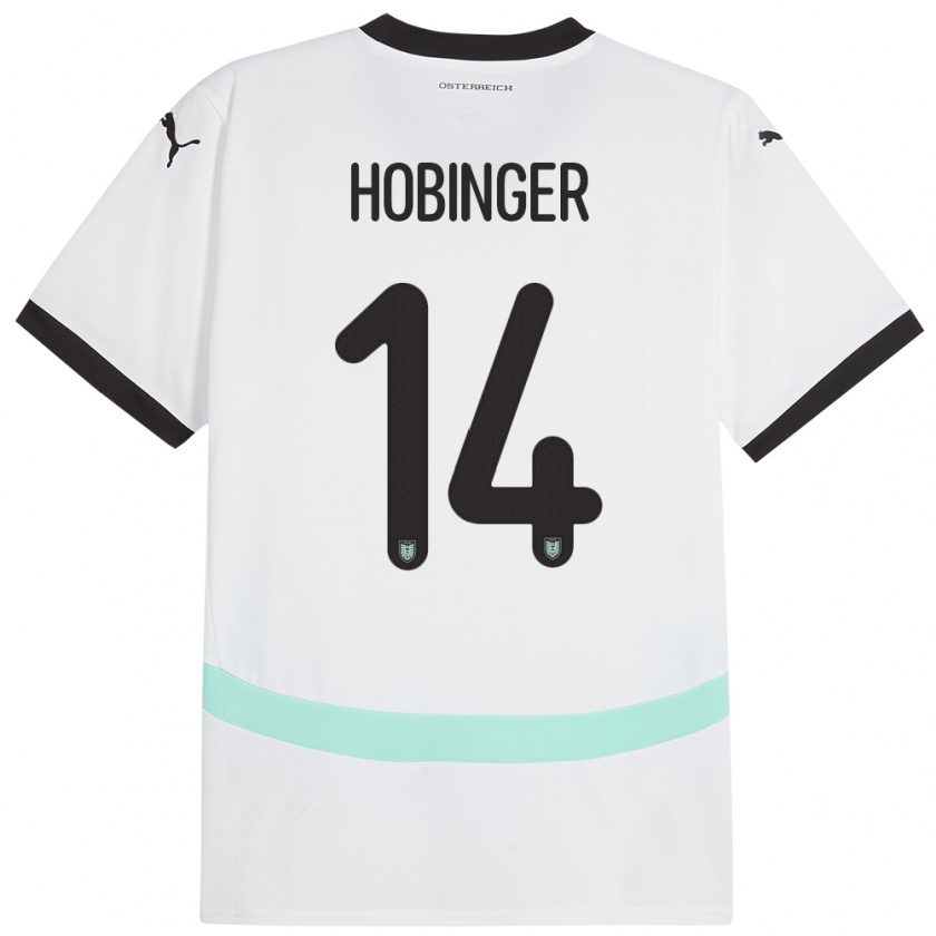 Kandiny Kinder Österreich Marie Höbinger #14 Weiß Auswärtstrikot Trikot 24-26 T-Shirt