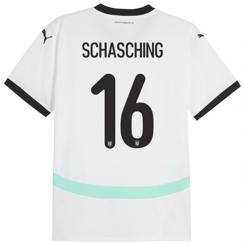 Kandiny Kinder Österreich Annabel Schasching #16 Weiß Auswärtstrikot Trikot 24-26 T-Shirt