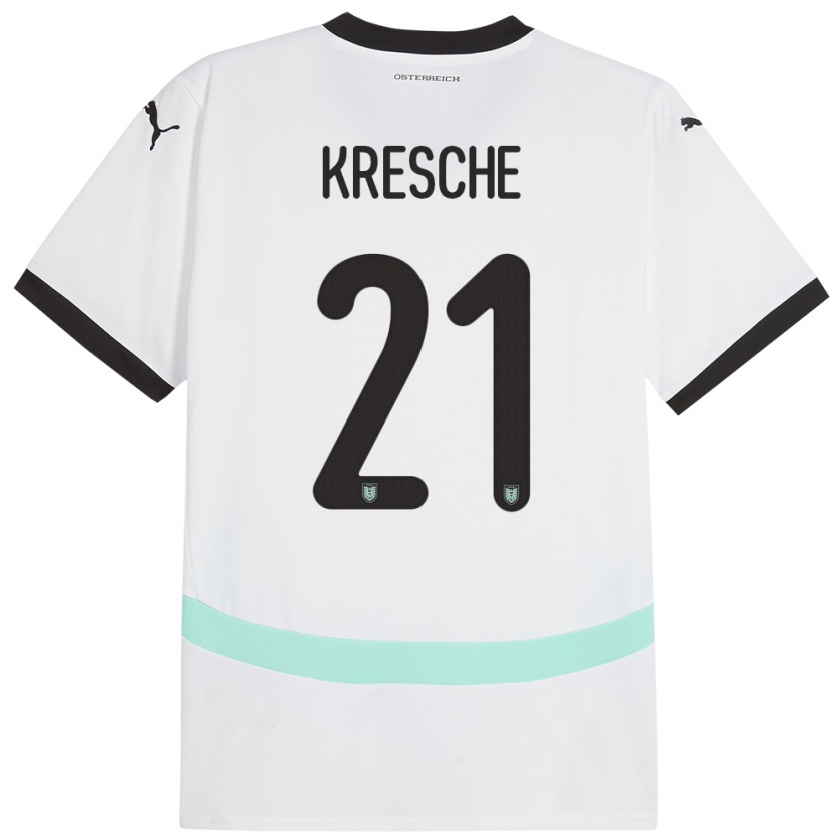 Kandiny Kinder Österreich Isabella Kresche #21 Weiß Auswärtstrikot Trikot 24-26 T-Shirt