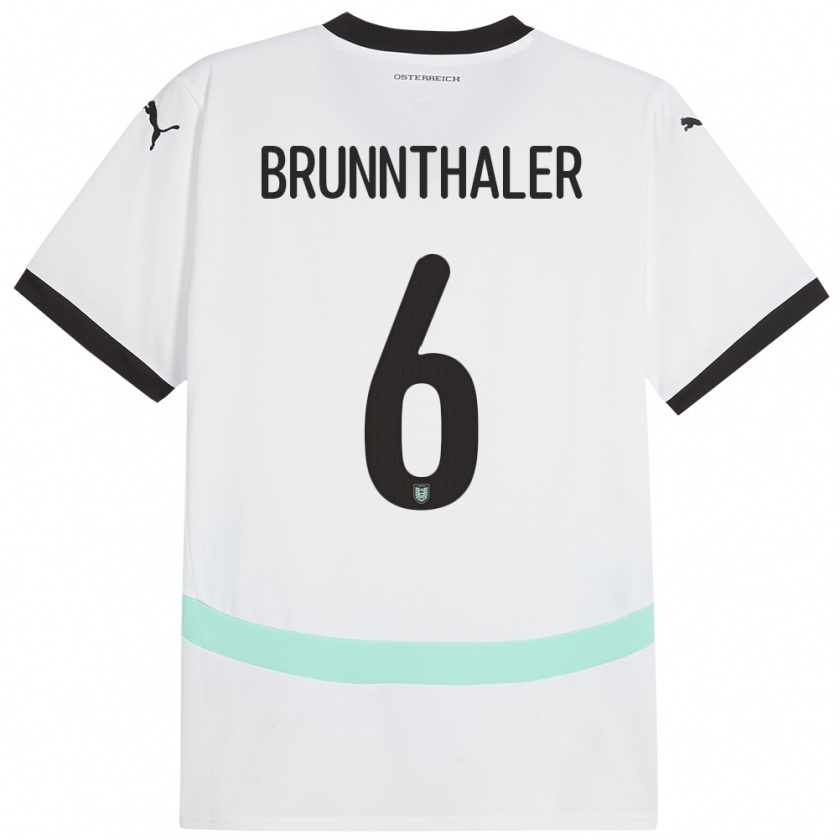 Kandiny Kinder Österreich Melanie Brunnthaler #6 Weiß Auswärtstrikot Trikot 24-26 T-Shirt