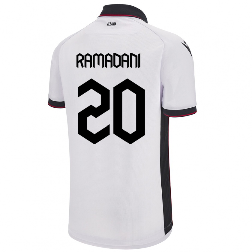 Kandiny Kinder Albanien Ylber Ramadani #20 Weiß Auswärtstrikot Trikot 24-26 T-Shirt