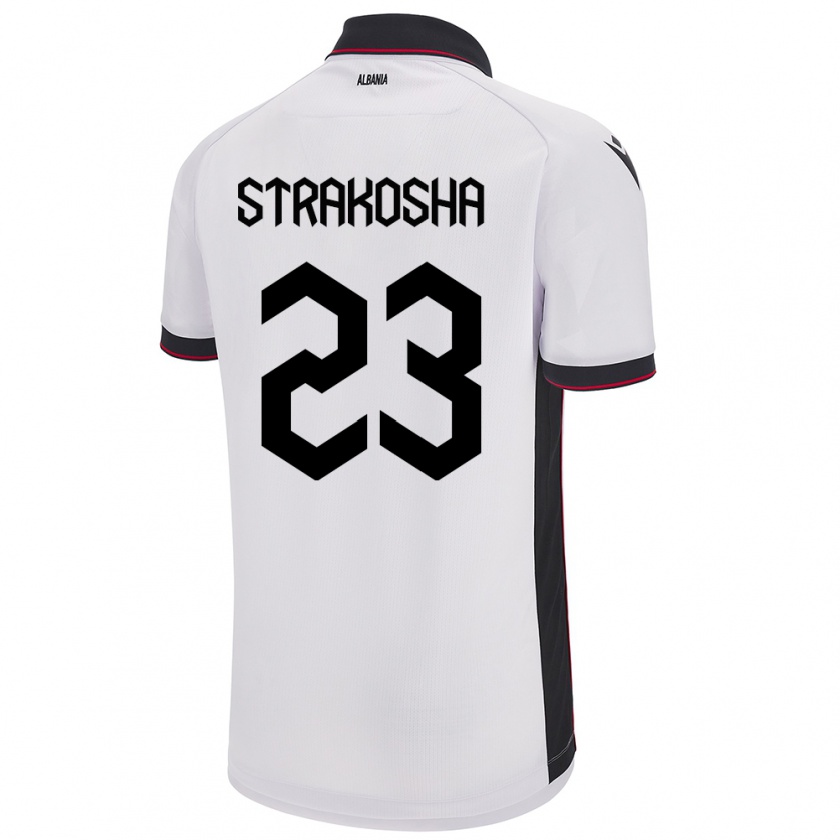 Kandiny Kinder Albanien Thomas Strakosha #23 Weiß Auswärtstrikot Trikot 24-26 T-Shirt