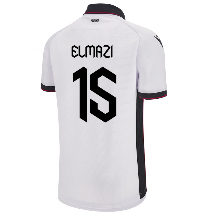 Kandiny Kinder Albanien Enea Elmazi #15 Weiß Auswärtstrikot Trikot 24-26 T-Shirt