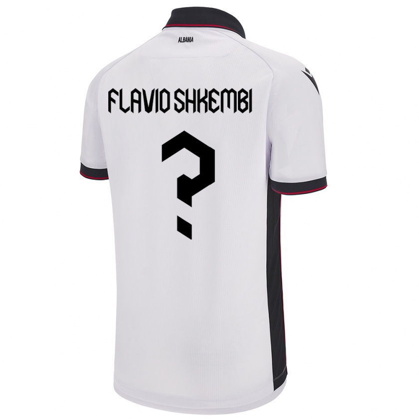 Kandiny Kinder Albanien Flavio Shkembi #0 Weiß Auswärtstrikot Trikot 24-26 T-Shirt